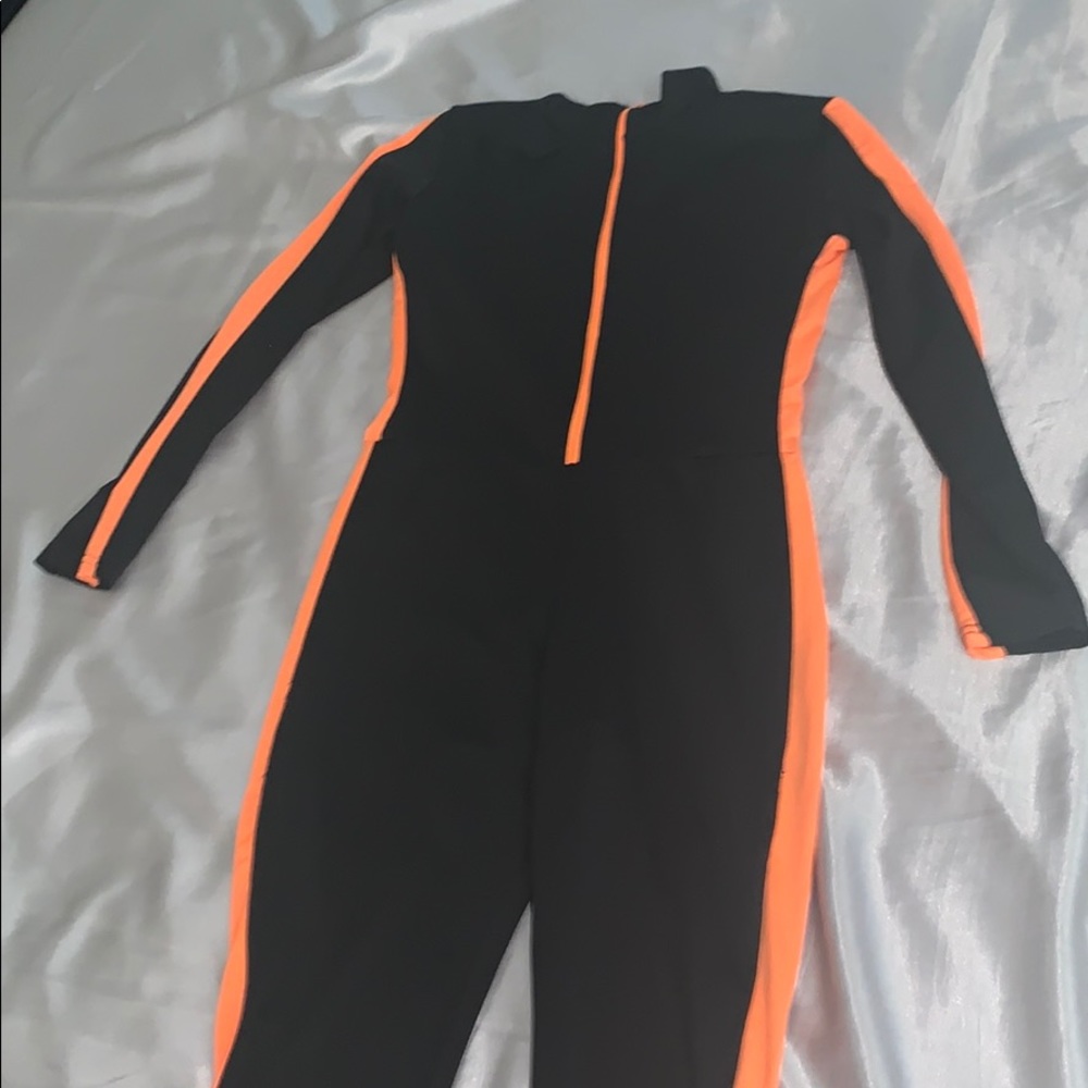 Black and orange jumpsuit